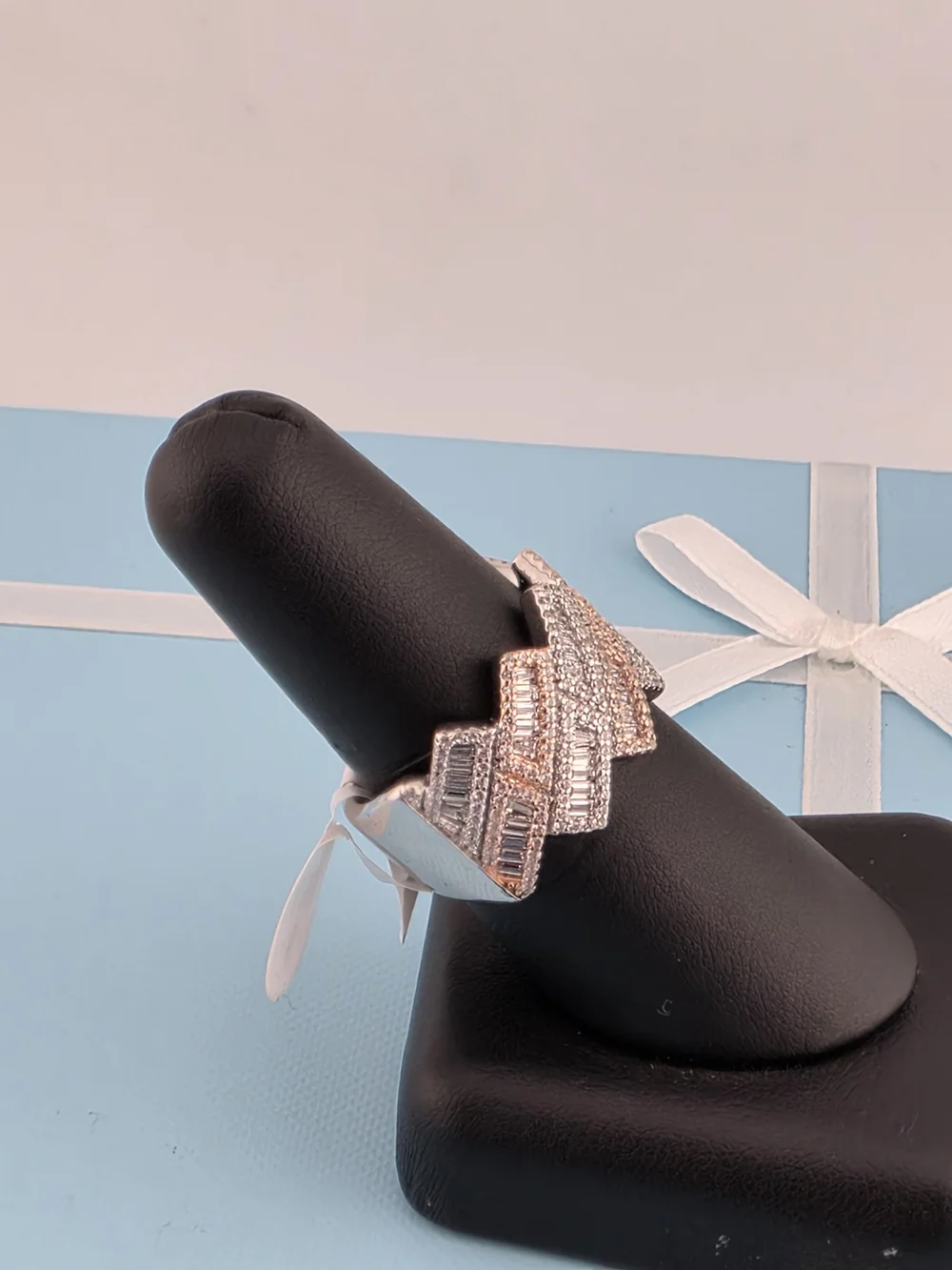 Sparkling Chevron CZ Band Ring in Rose Gold Sterling Silver 925